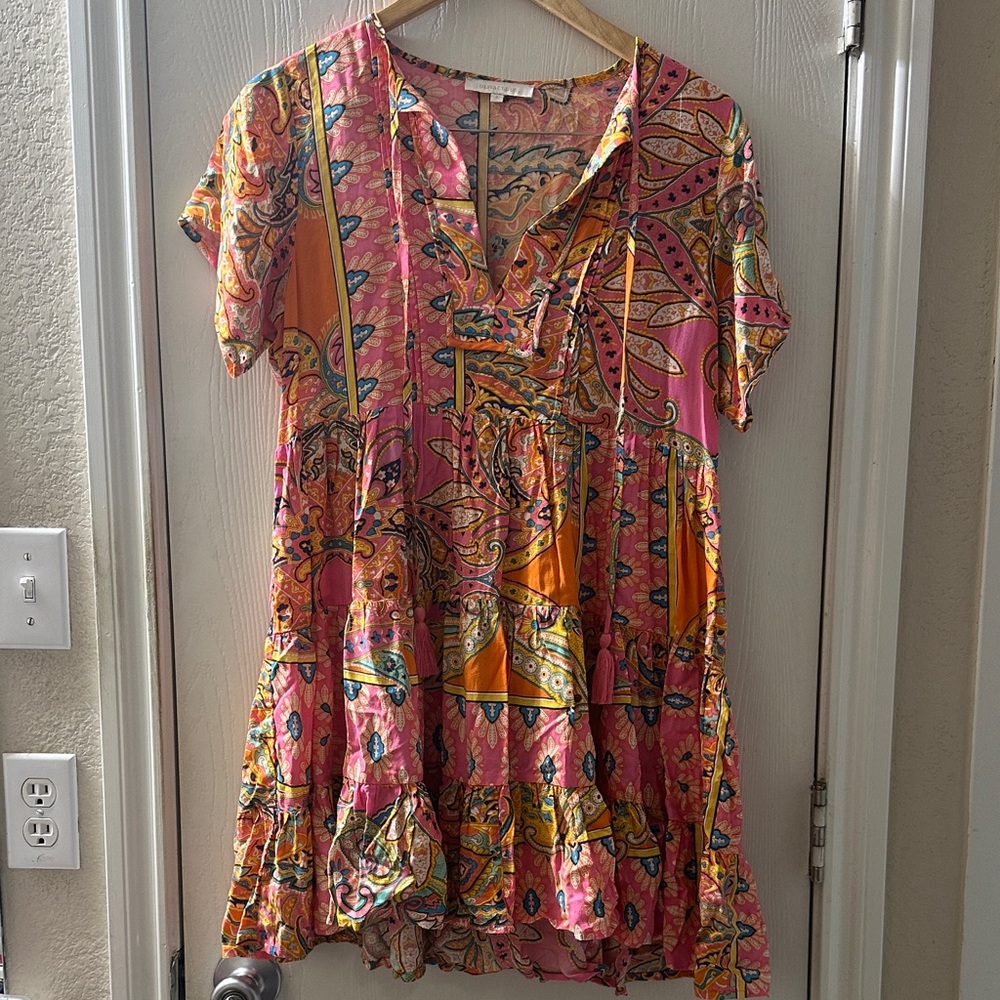 Olivaceous Pink and Blue Floral Dress